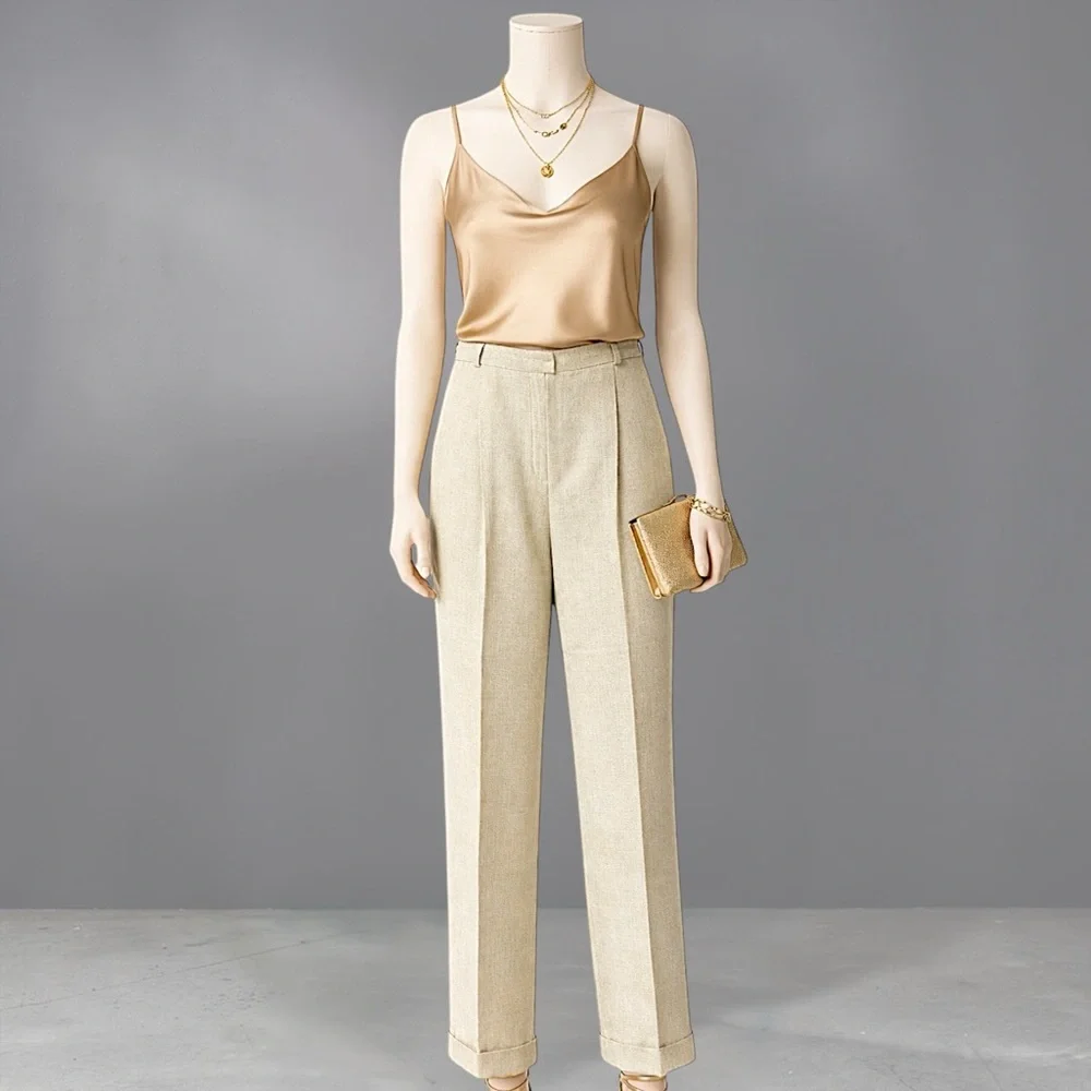 Rena Rowan Tailored Light Sage Green Cuffed Trousers